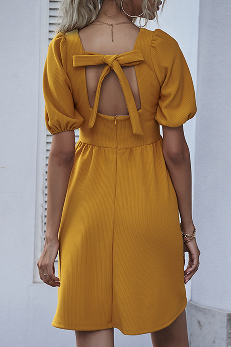 Fashion Elegant Solid Split Joint V Neck A Line Dresses - Fashionpara