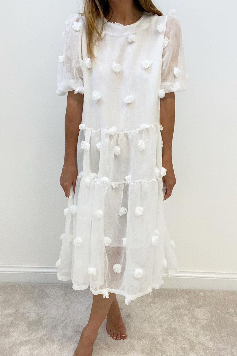 Fashion Elegant Solid Patchwork O Neck Princess Dresses - Fashionpara