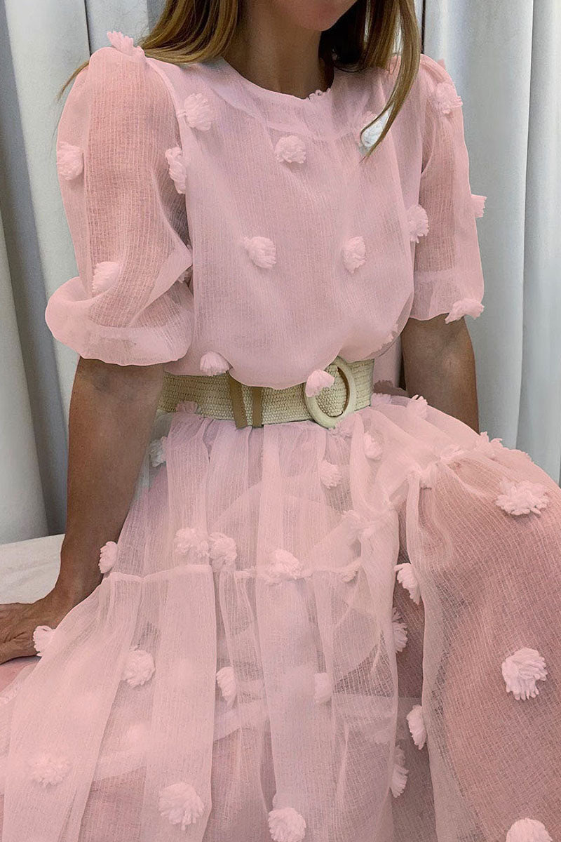 Fashion Elegant Solid Patchwork O Neck Princess Dresses - Fashionpara