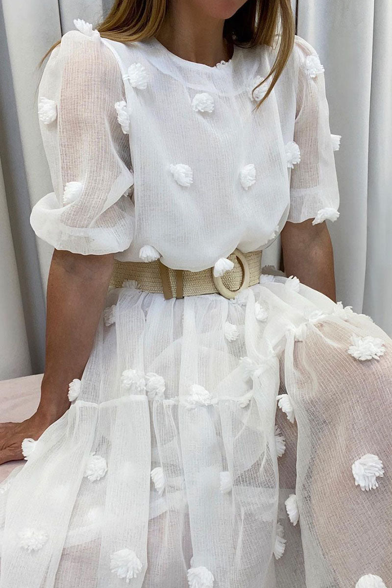 Fashion Elegant Solid Patchwork O Neck Princess Dresses - Fashionpara