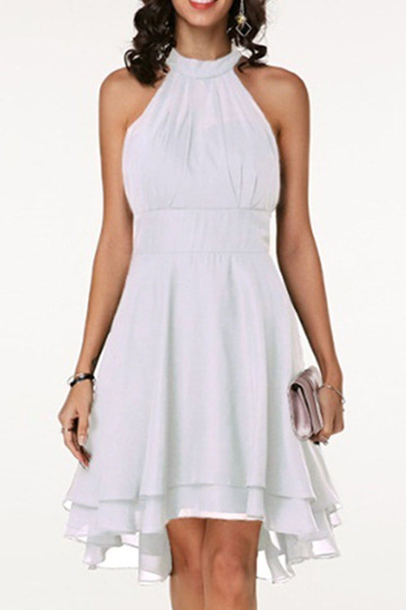 Fashion Street Solid Split Joint Halter A Line Dresses(7 colors) - Fashionpara