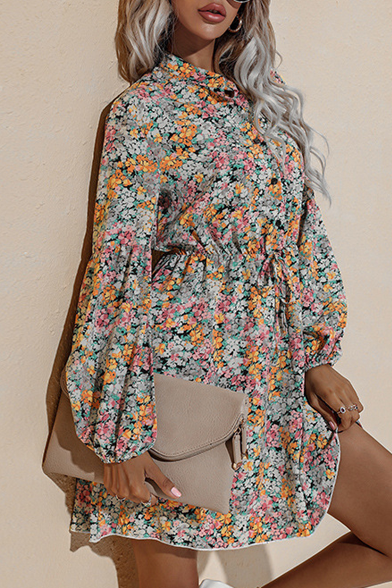 Fashion Elegant Floral Frenulum V Neck Dresses - Fashionpara