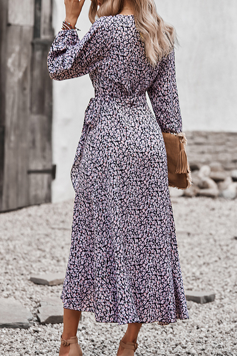 Elegant Floral Flounce Strap Design V Neck A Line Dresses(5 colors) - Fashionpara