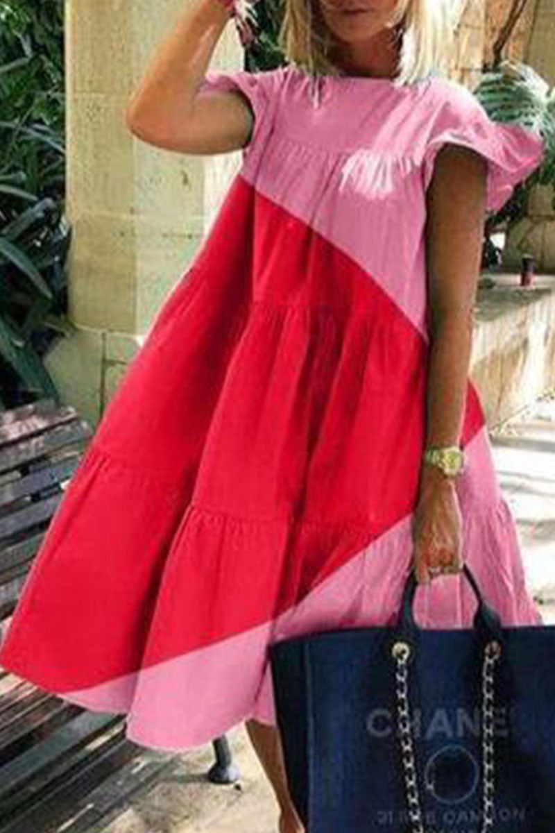 Fashion Casual Solid Split Joint O Neck Princess Dresses(3 colors) - Fashionpara