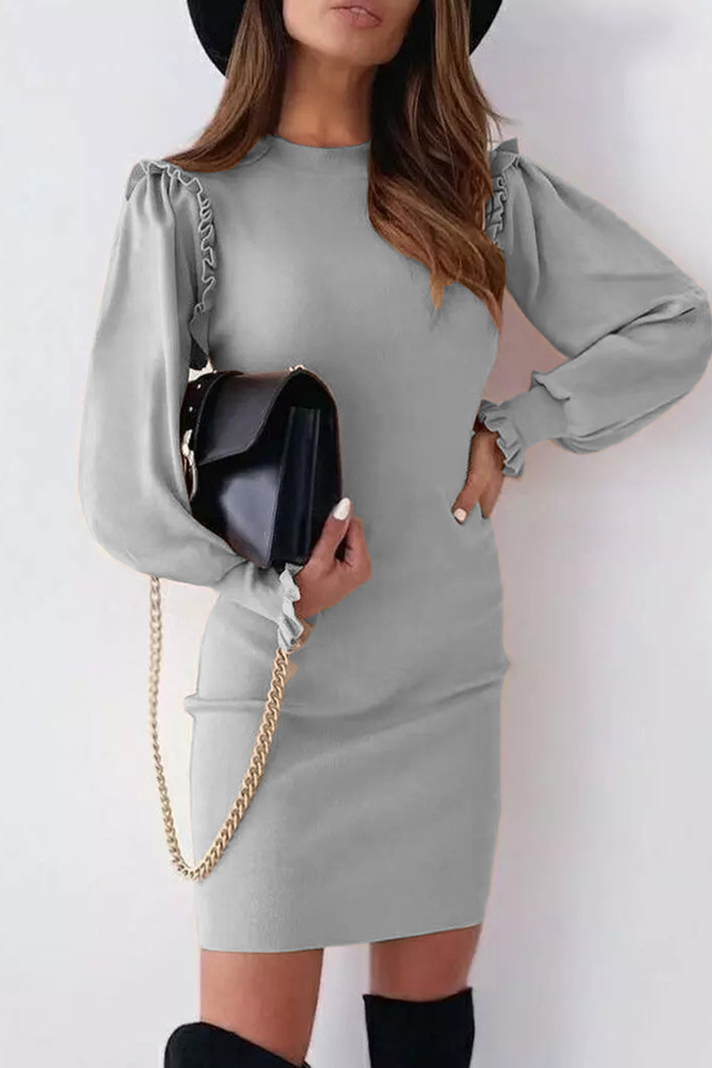 Elegant Solid Split Joint O Neck Pencil Skirt Dresses - Fashionpara