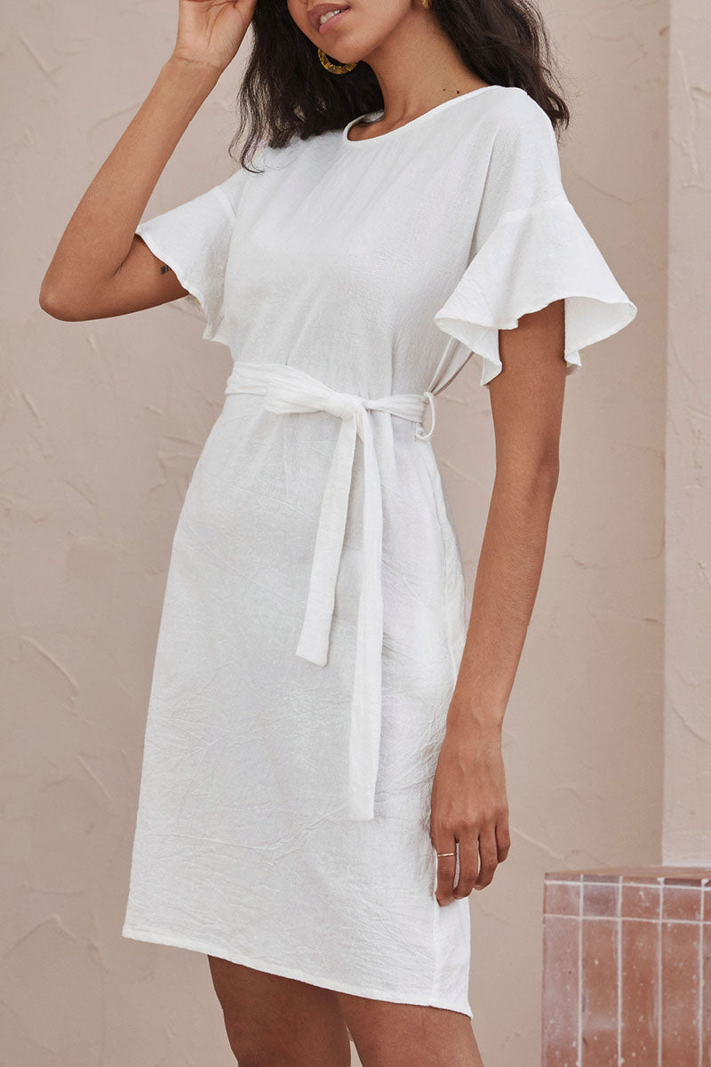 Fashion Street Solid Split Joint O Neck A Line Dresses - Fashionpara