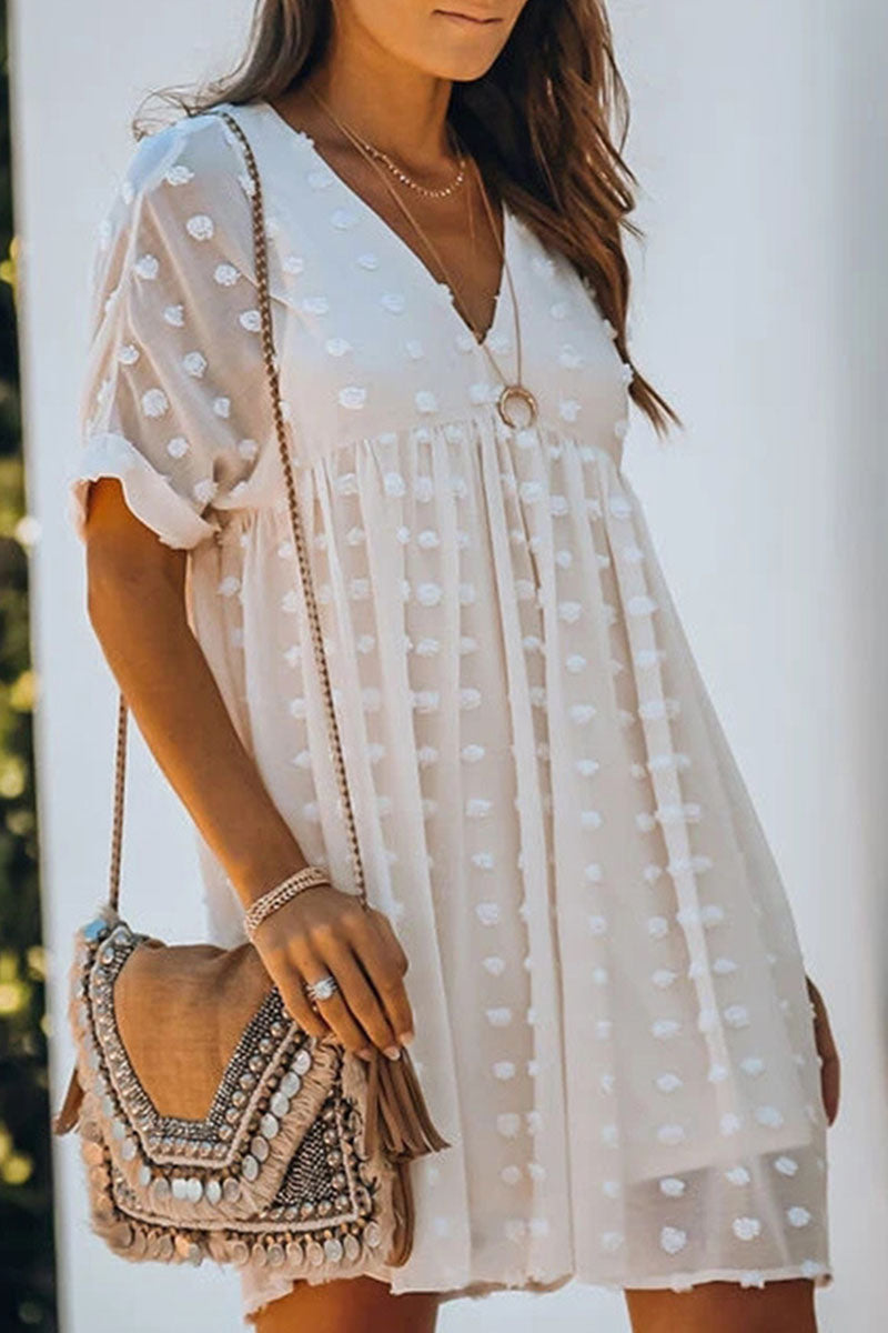 Fashion Casual Solid Split Joint V Neck Princess Dresses - Fashionpara