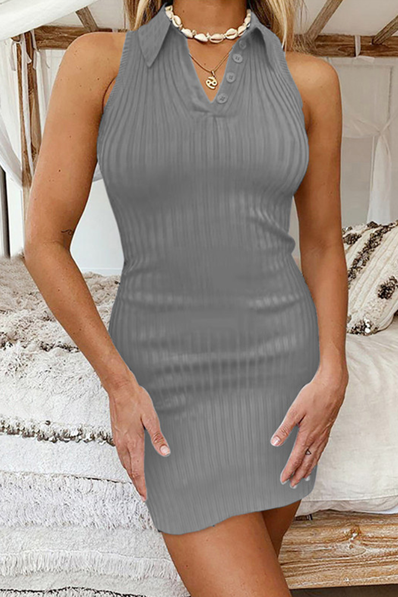 Street Solid Split Joint Halter Pencil Skirt Dresses(6 colors) - Fashionpara