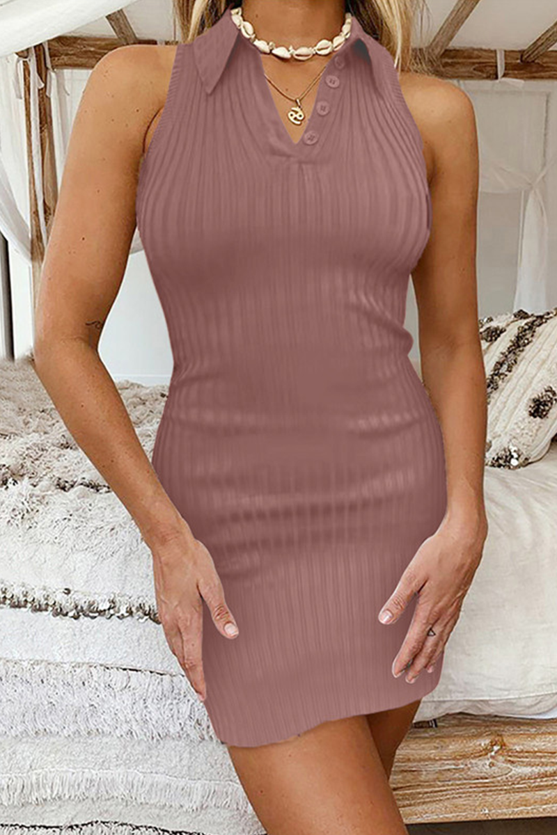 Street Solid Split Joint Halter Pencil Skirt Dresses(6 colors) - Fashionpara