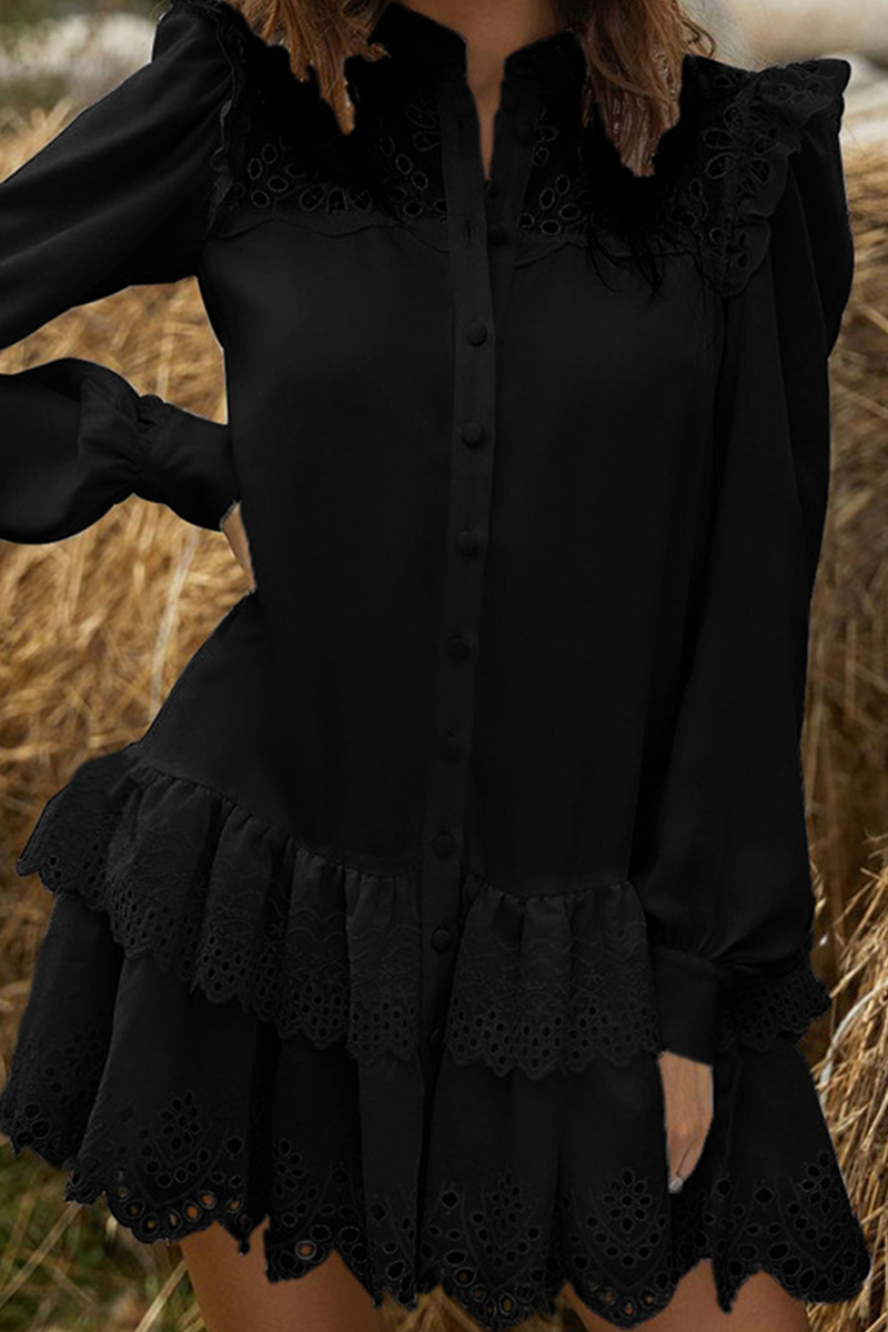 Casual Solid Lace Cake Skirt Dresses - Fashionpara