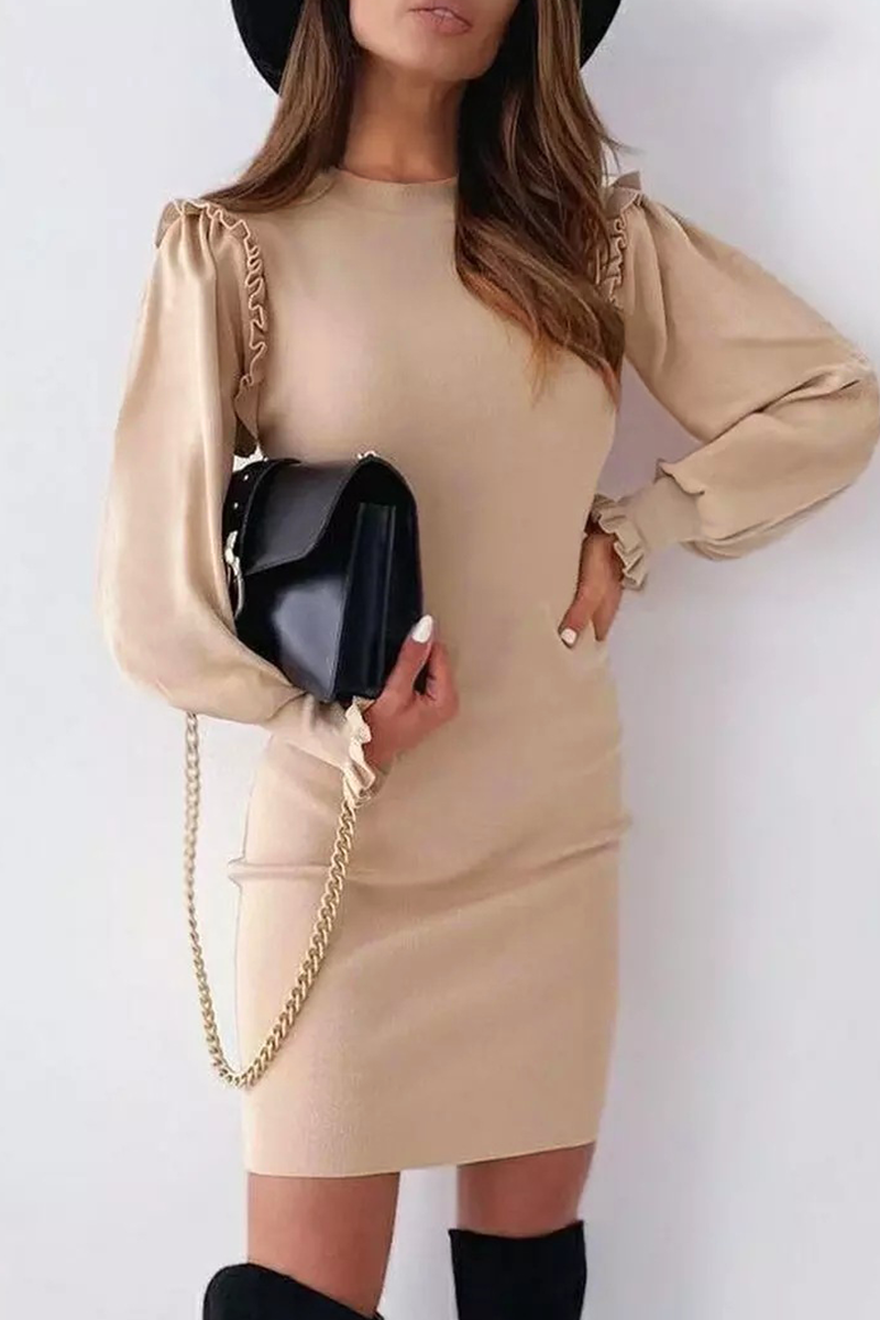Elegant Solid Split Joint O Neck Pencil Skirt Dresses - Fashionpara