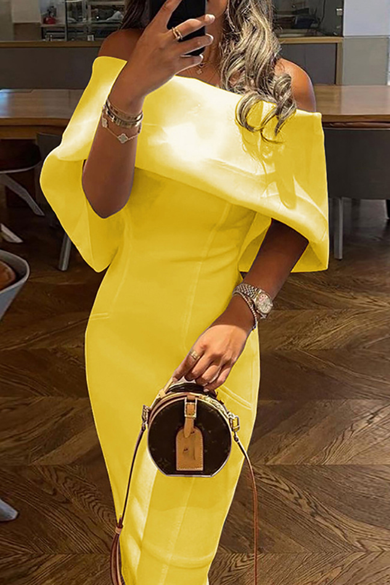 Casual Print Patchwork Off the Shoulder Pencil Skirt Dresses(7 Colors) - Fashionpara