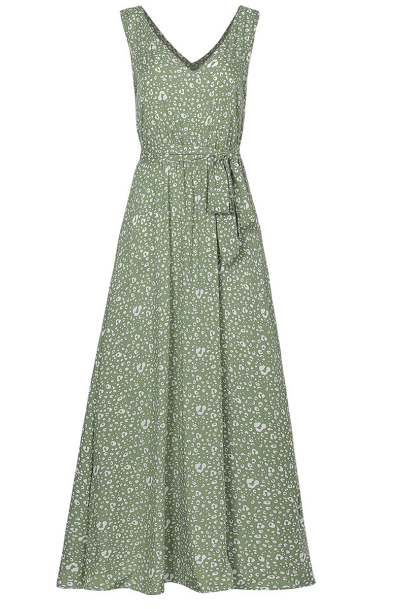 Fashion Casual Leopard Patchwork V Neck A Line Dresses(3 colors) - Fashionpara