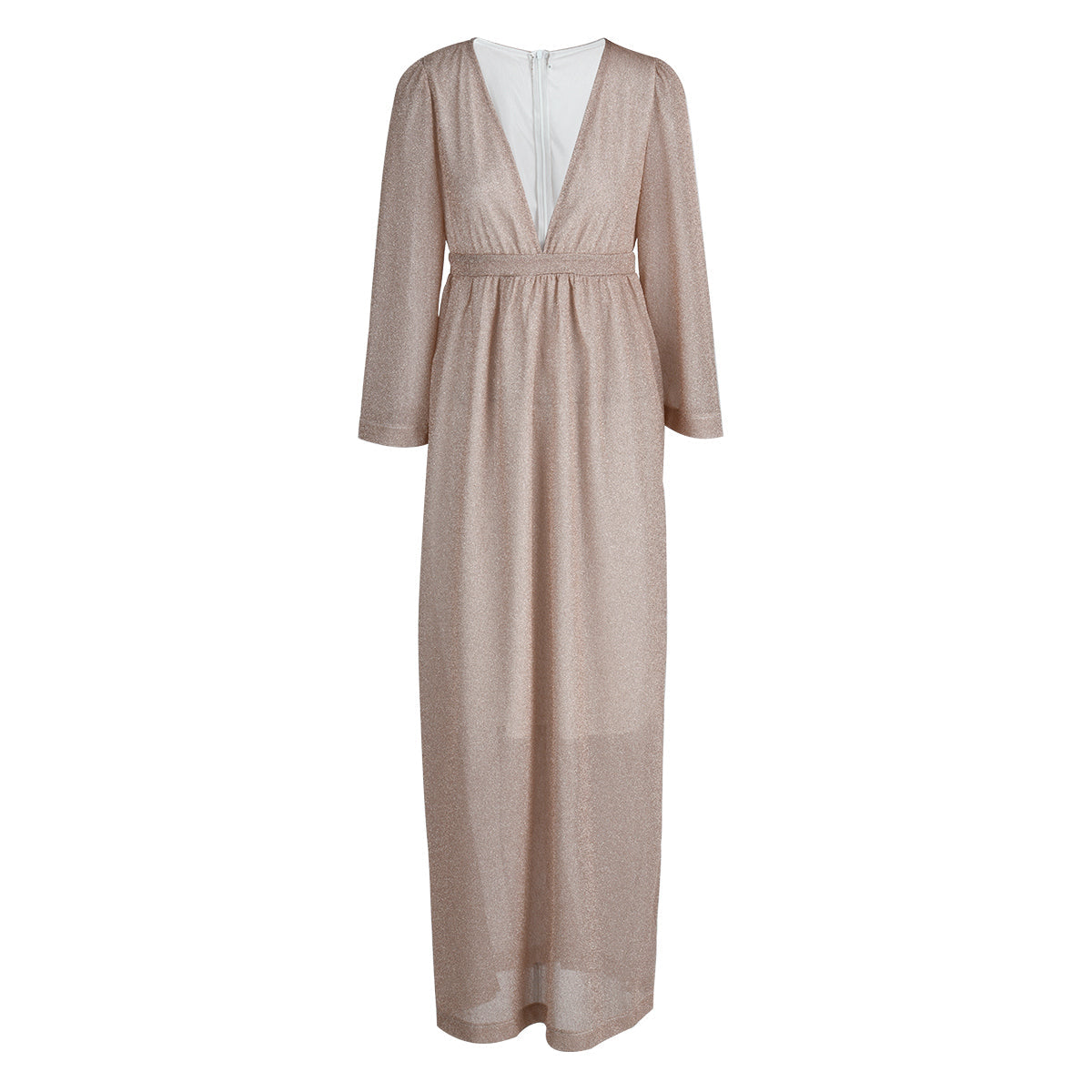 Fashion Elegant Solid Patchwork Fold V Neck Evening Dress Dresses(2 Colors) - Fashionpara