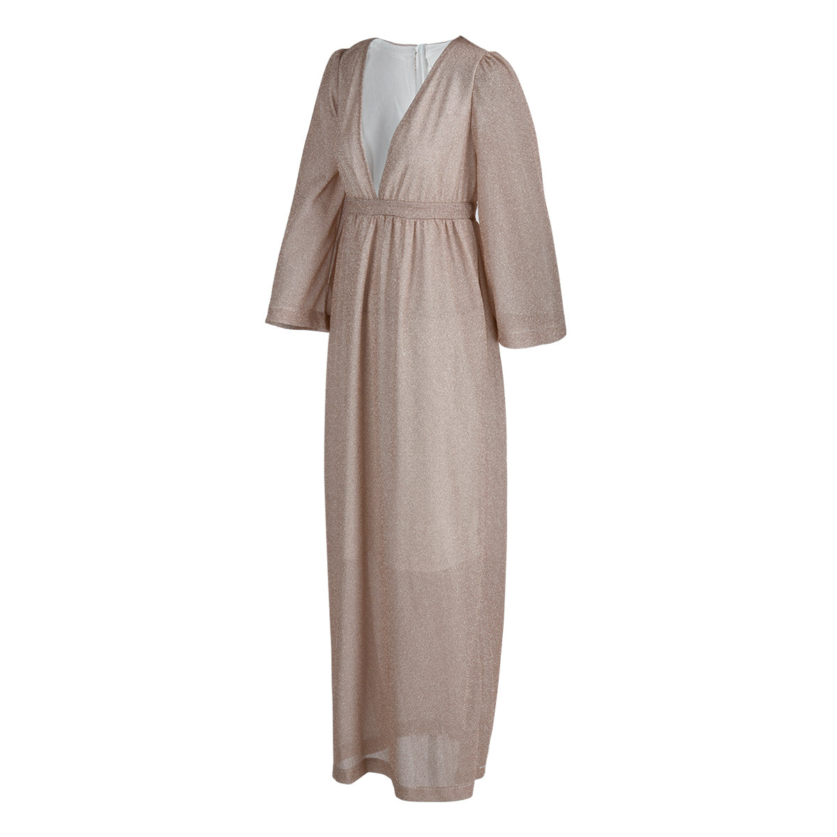 Fashion Elegant Solid Patchwork Fold V Neck Evening Dress Dresses(2 Colors) - Fashionpara