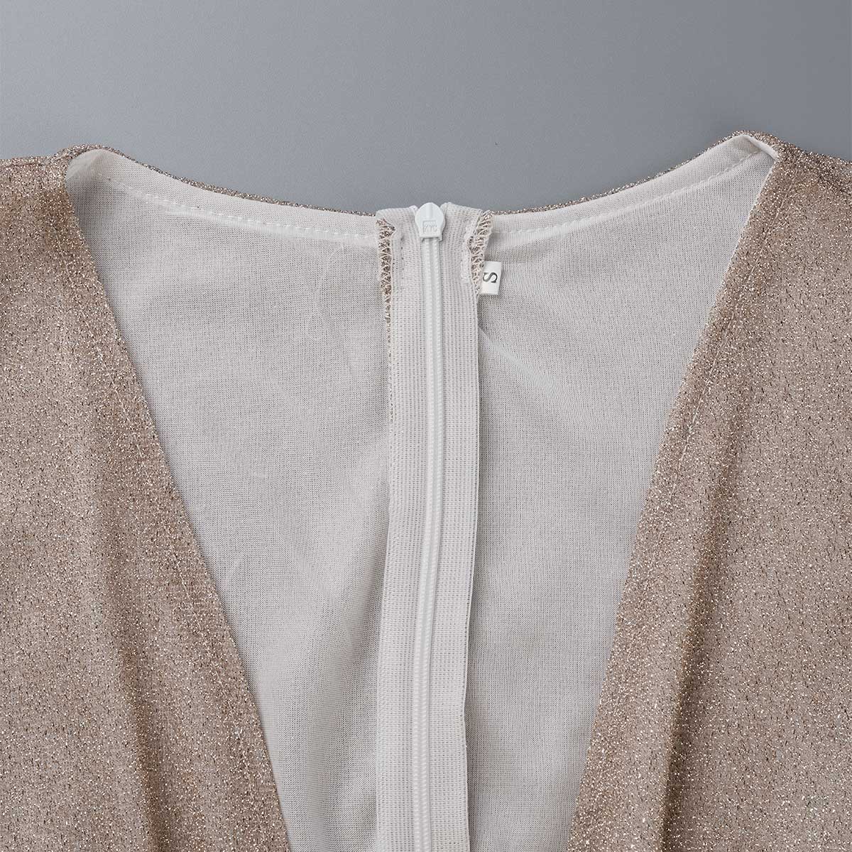 Fashion Elegant Solid Patchwork Fold V Neck Evening Dress Dresses(2 Colors) - Fashionpara