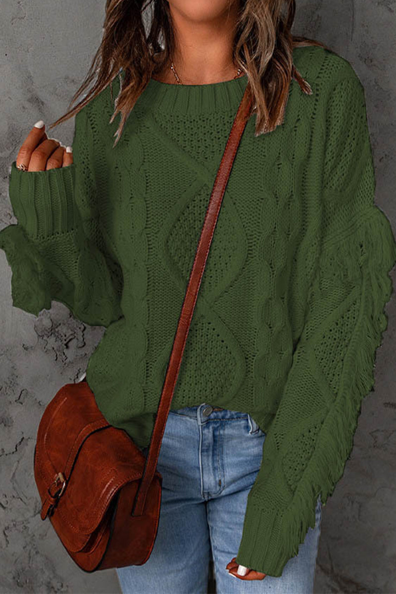 Sweet Elegant Solid Tassel O Neck Sweaters(8 Colors) - Fashionpara