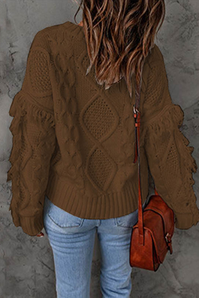 Sweet Elegant Solid Tassel O Neck Sweaters(8 Colors) - Fashionpara