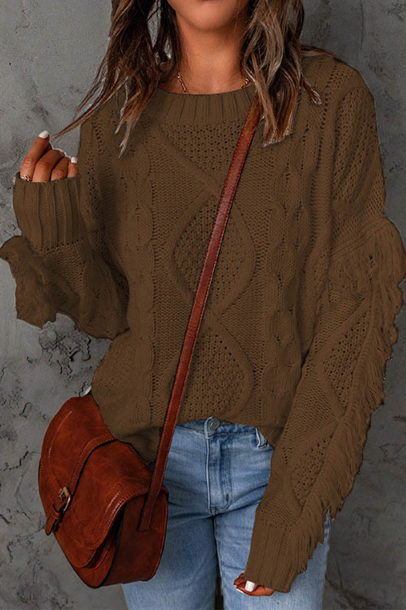 Sweet Elegant Solid Tassel O Neck Sweaters(8 Colors) - Fashionpara