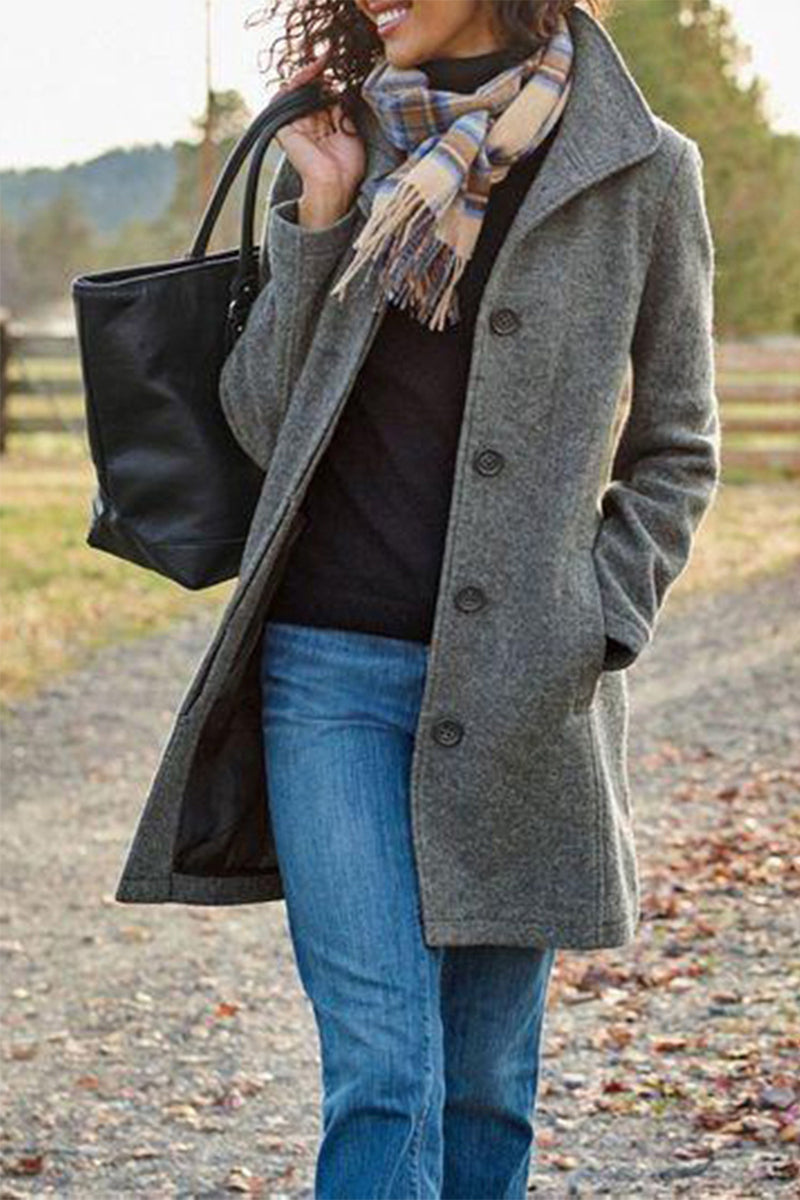 Casual Solid Patchwork Turn-back Collar Outerwear(4 Colors) - Fashionpara