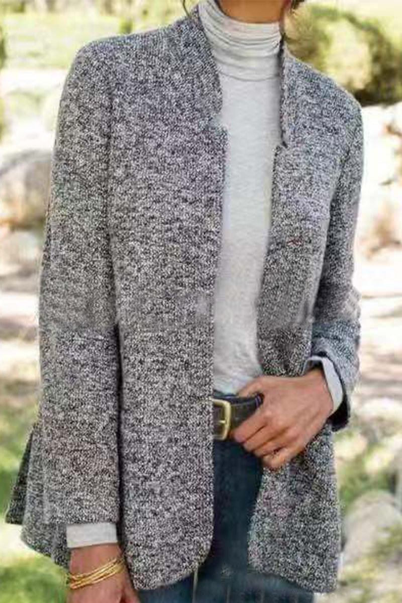 Casual Work Solid Color Turndown Collar Outerwear - Fashionpara