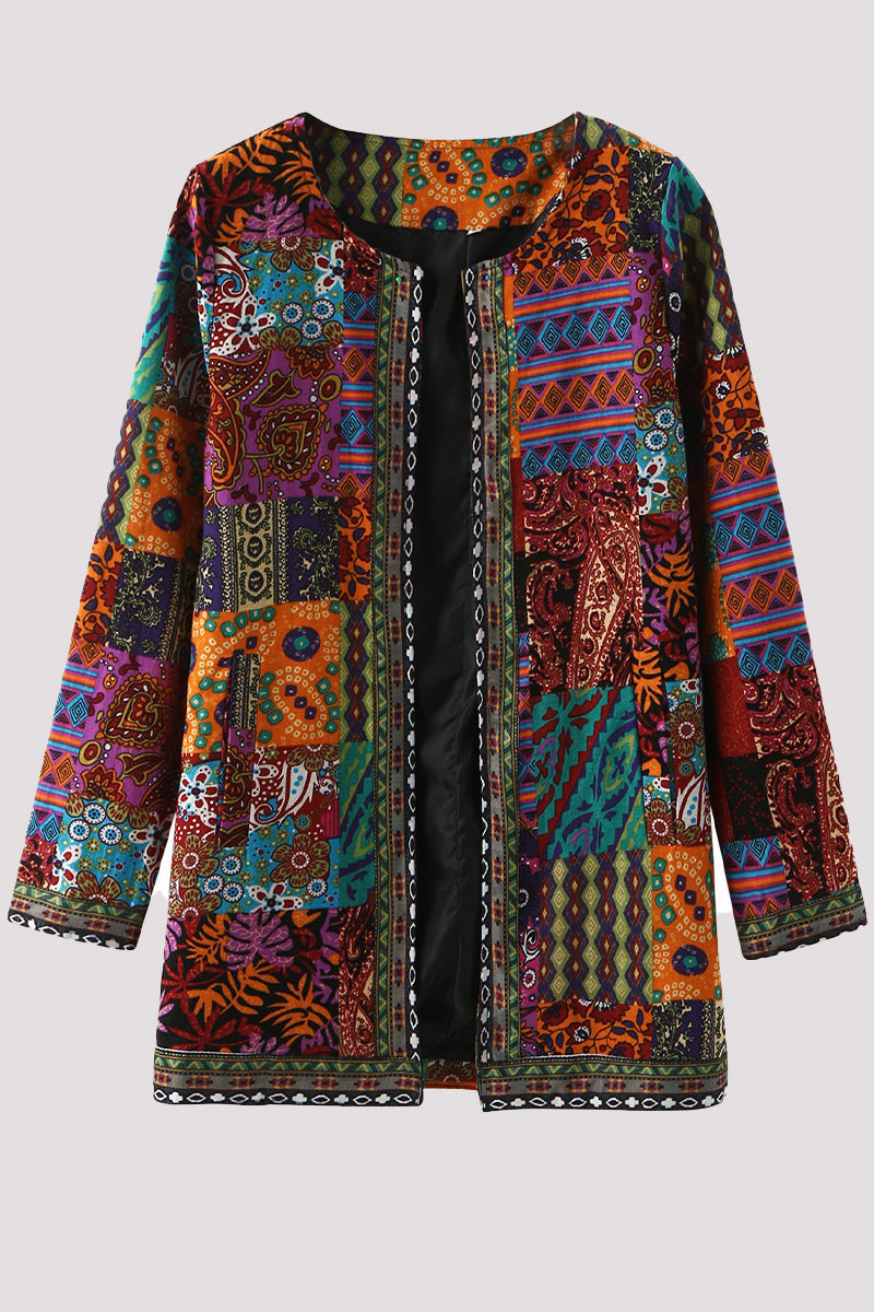 Print Printing O Neck Outerwear(3 Colors) - Fashionpara
