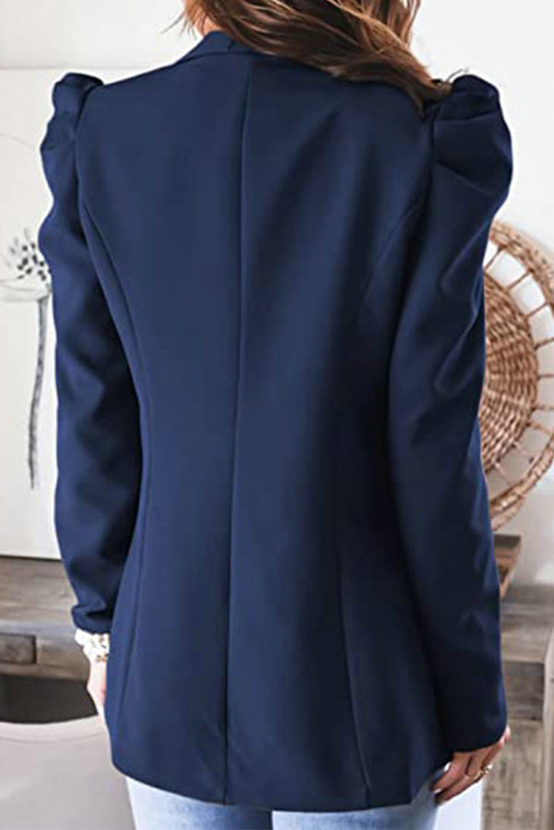 Work Solid Color Turn-back Collar Outerwear(5 Colors) - Fashionpara