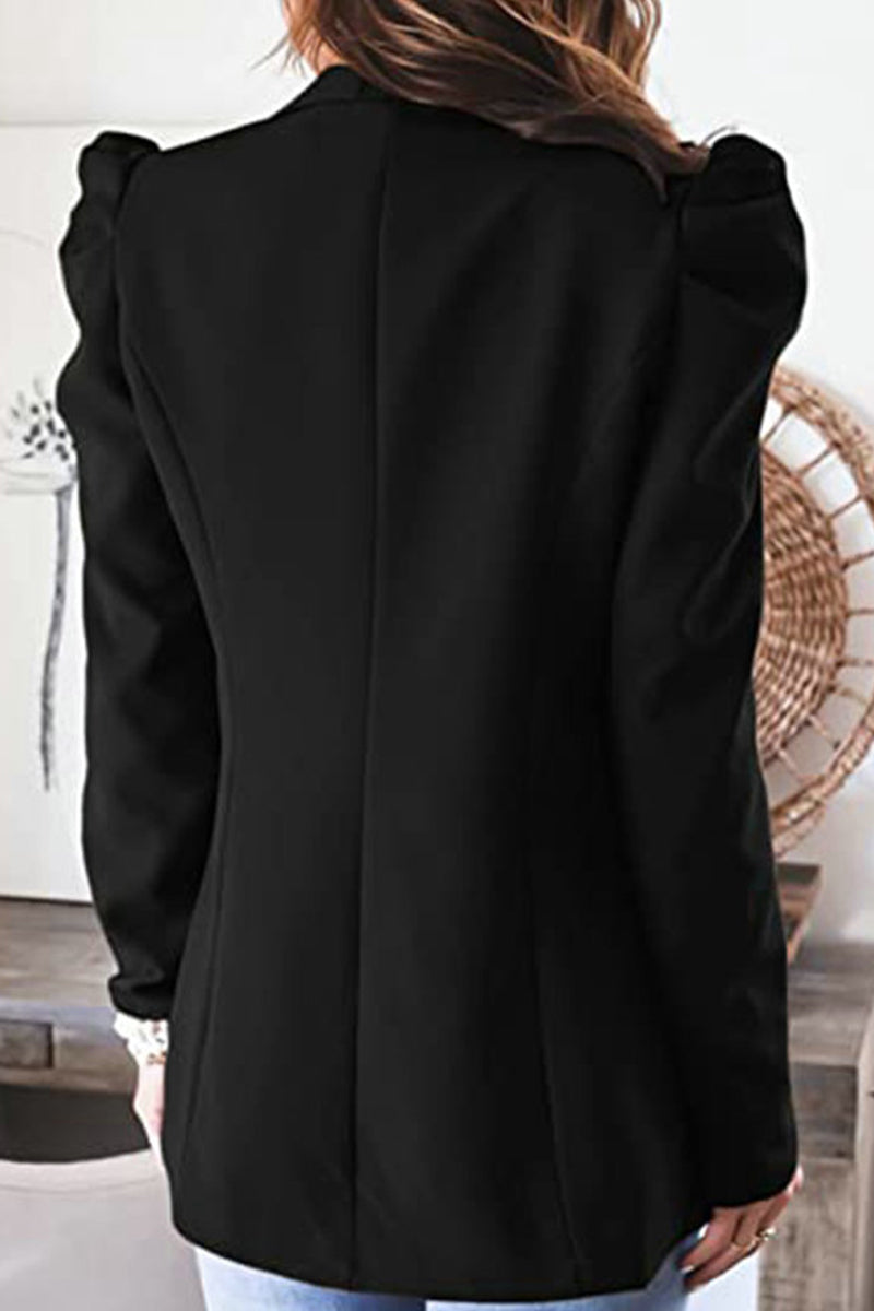 Work Solid Color Turn-back Collar Outerwear(5 Colors) - Fashionpara