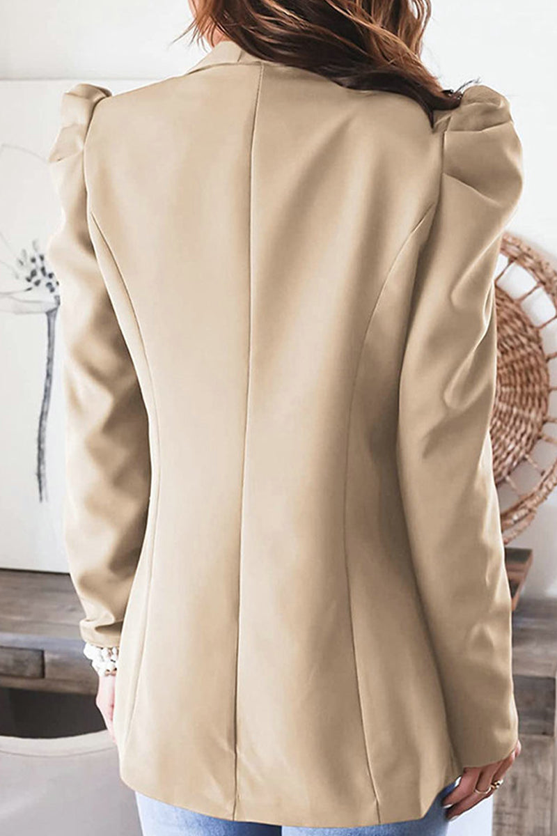 Work Solid Color Turn-back Collar Outerwear(5 Colors) - Fashionpara