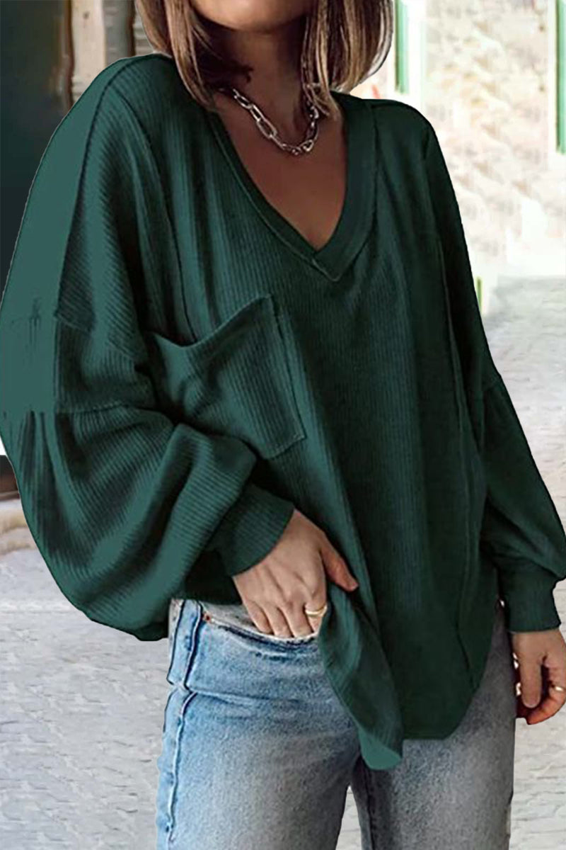 Casual Solid Color V Neck Tops(8 Colors) - Fashionpara
