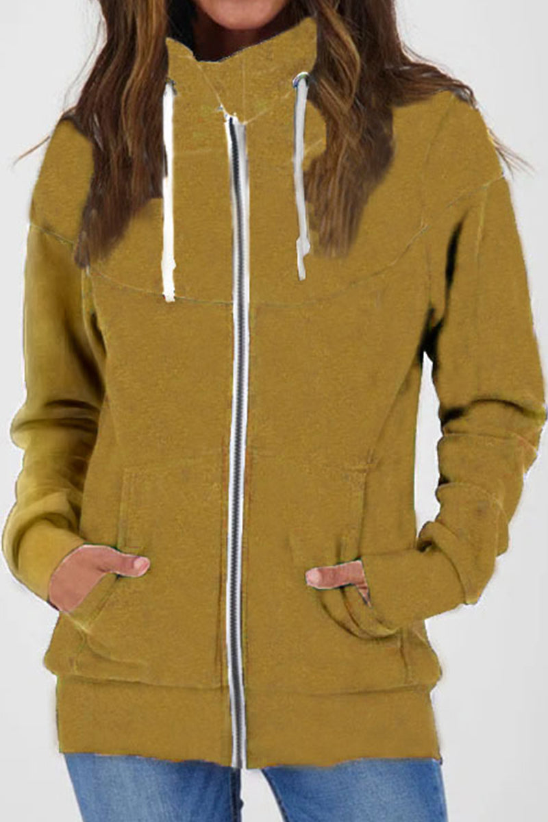 Casual Color Block Contrast Zipper Turtleneck Tops - Fashionpara