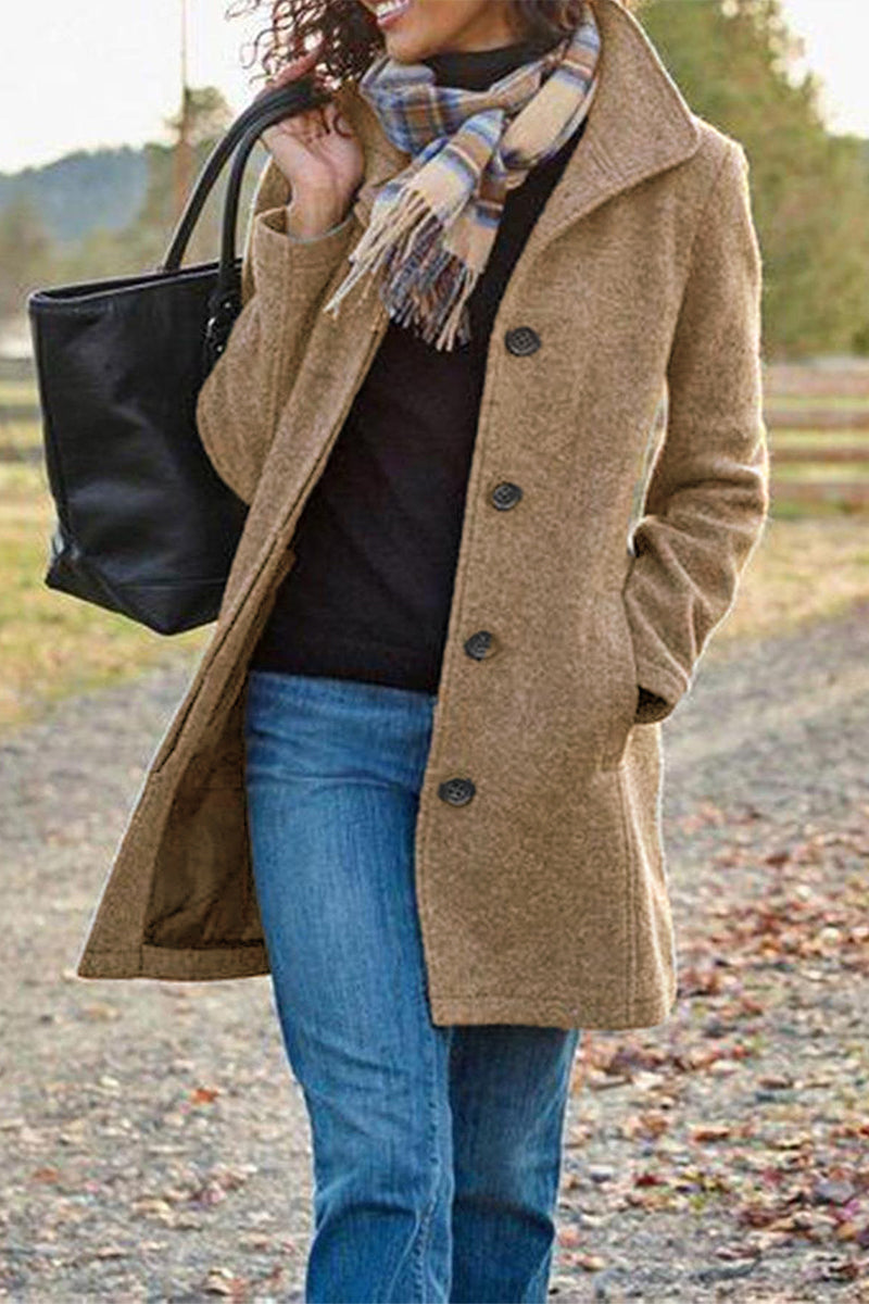 Casual Solid Patchwork Turn-back Collar Outerwear(4 Colors) - Fashionpara