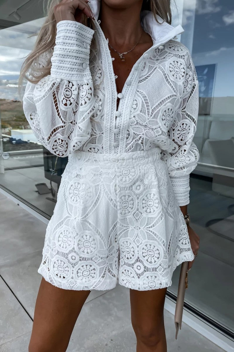 Casual Solid Buckle Mandarin Collar Long Sleeve Two Pieces(3 Colors) - Fashionpara