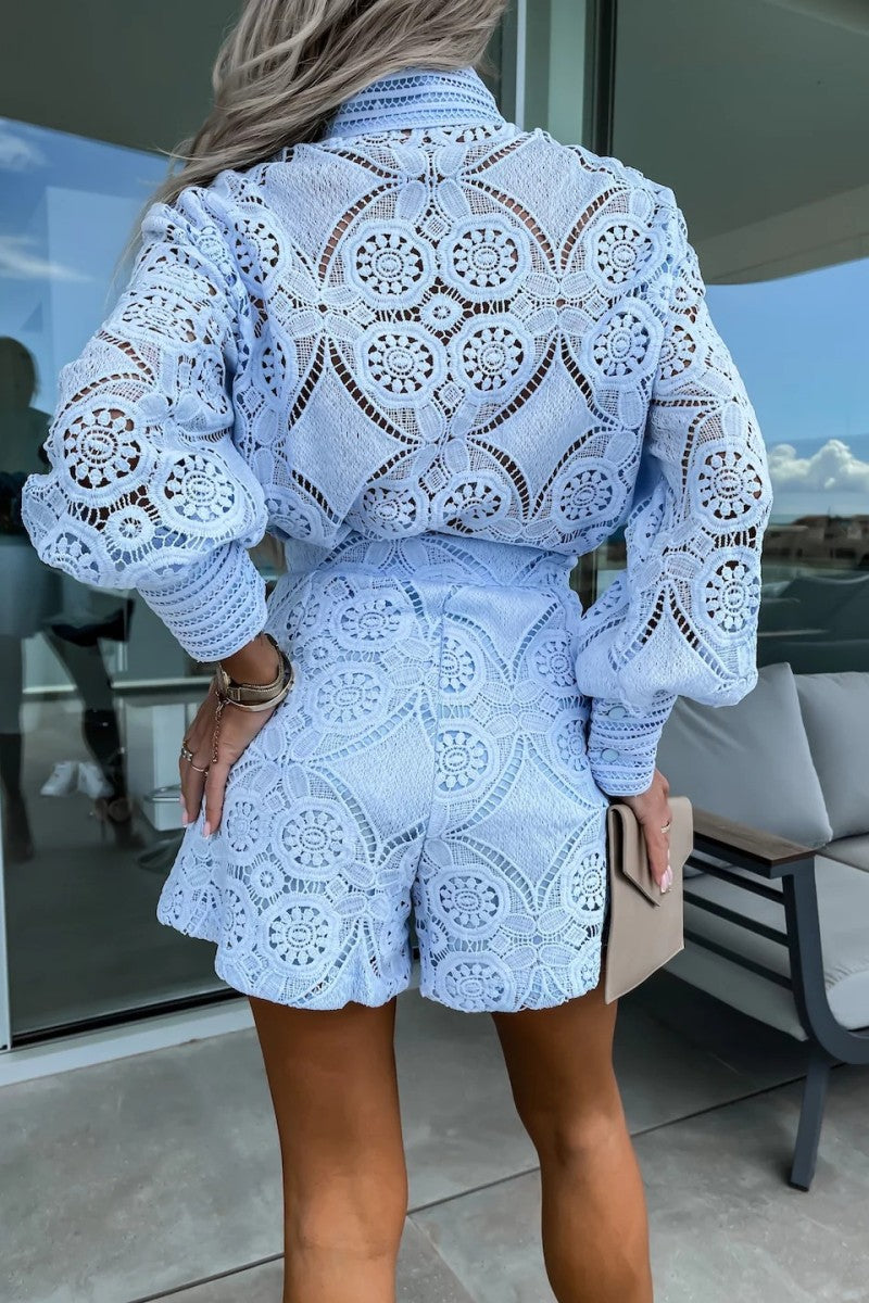 Casual Solid Buckle Mandarin Collar Long Sleeve Two Pieces(3 Colors) - Fashionpara