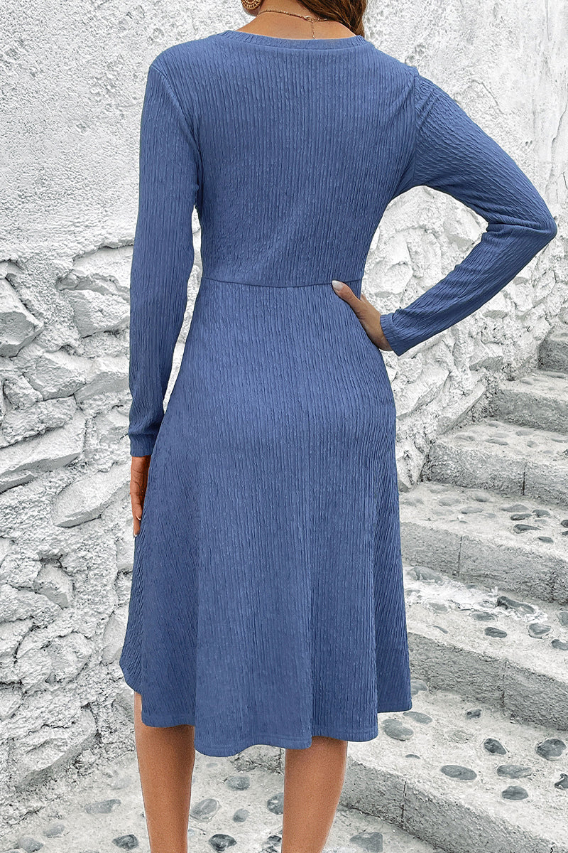 Sexy Elegant Solid Fold V Neck Waist Skirt Dresses - Fashionpara