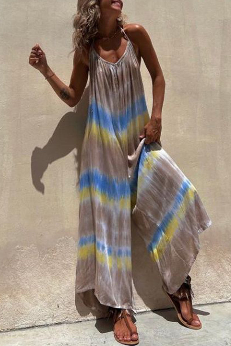 Casual College Print Contrast U Neck Loose Jumpsuits - Fashionpara