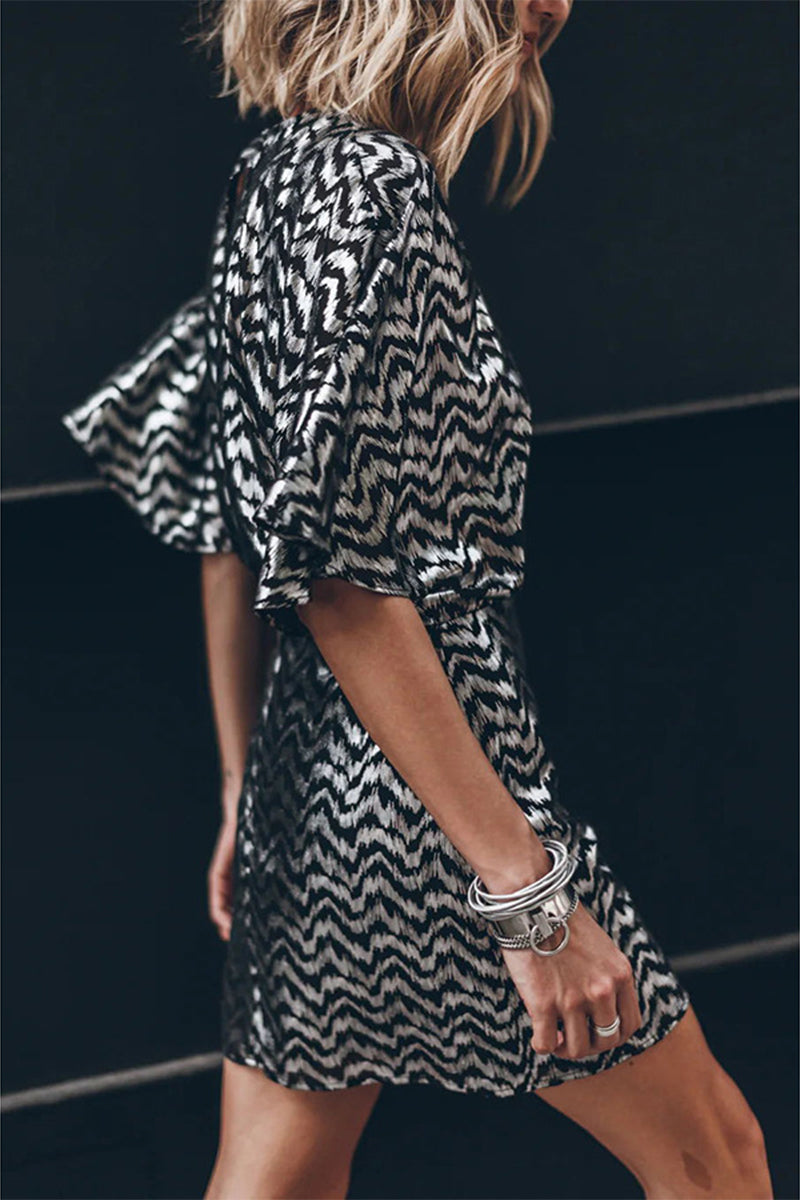 Casual Vintage Bronzing Fold O Neck Dresses - Fashionpara