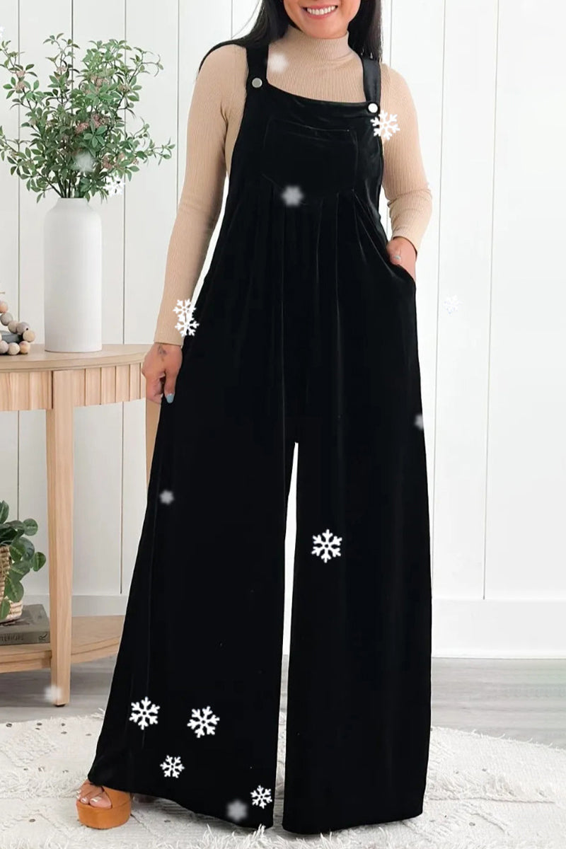 Casual Solid Pocket Fold Square Collar Loose Jumpsuits - Fashionpara