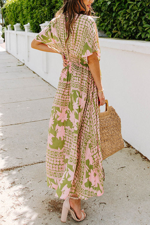 Like Palm Side Slit Bat Maxi Dress - Fashionpara