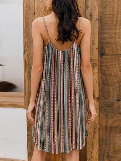 Casual Multicolor Striped Sphagetti Mini Dress - Fashionpara