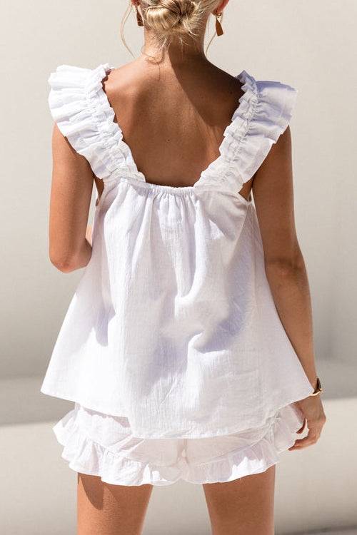 Ruffles Square Neck Short Set - Fashionpara
