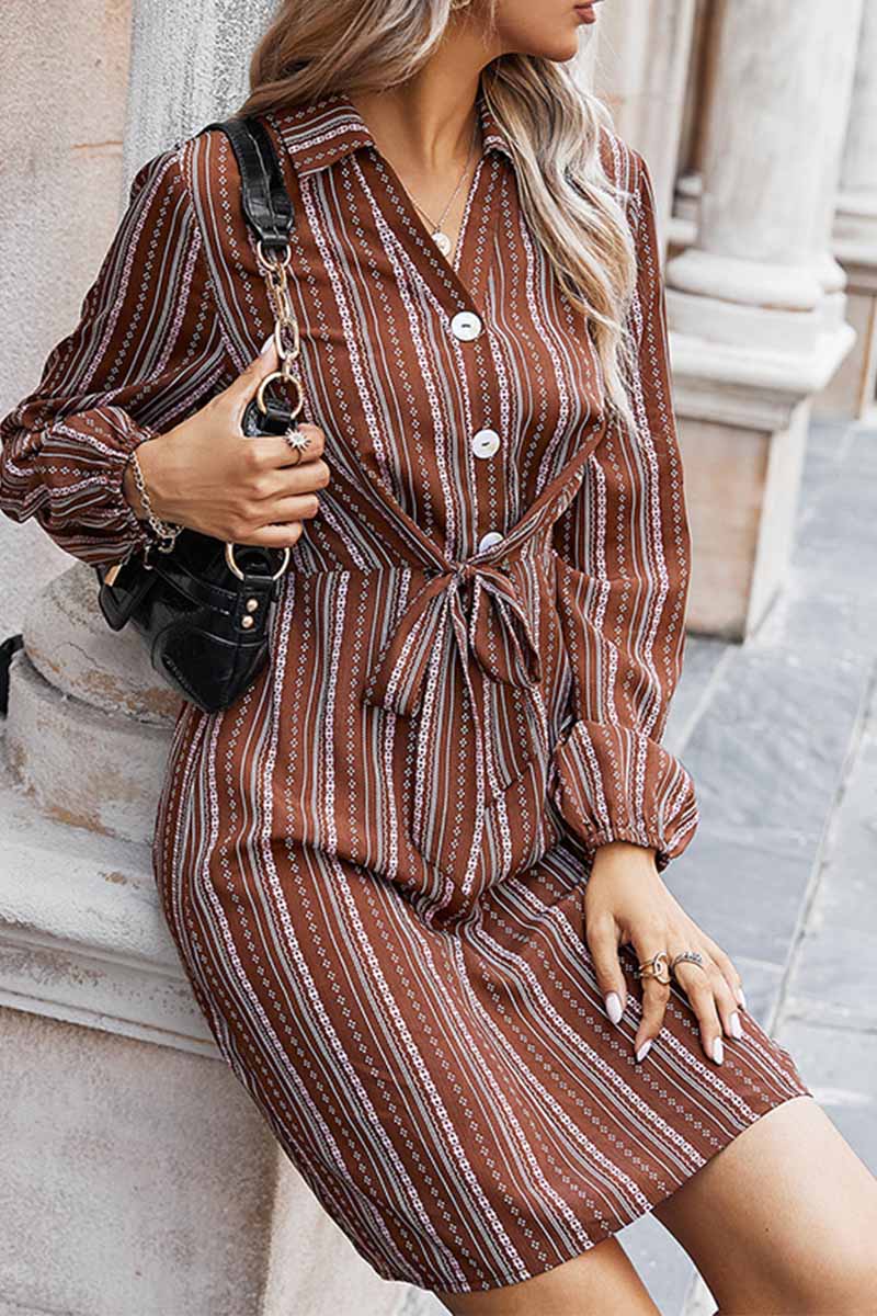 Florcoo Loose Classic Striped Shirt Mini Dress - Fashionpara