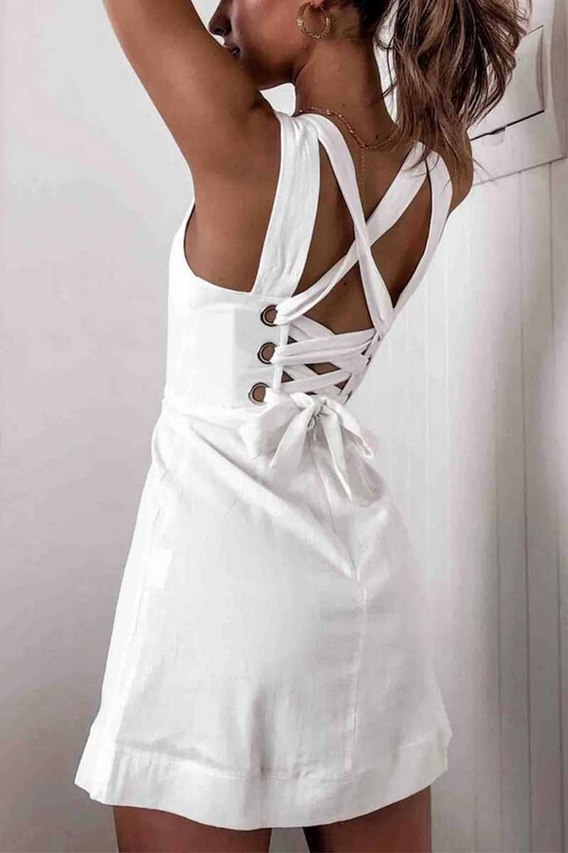 Florcoo New Sexy Halter Straps Mini Dress - Fashionpara