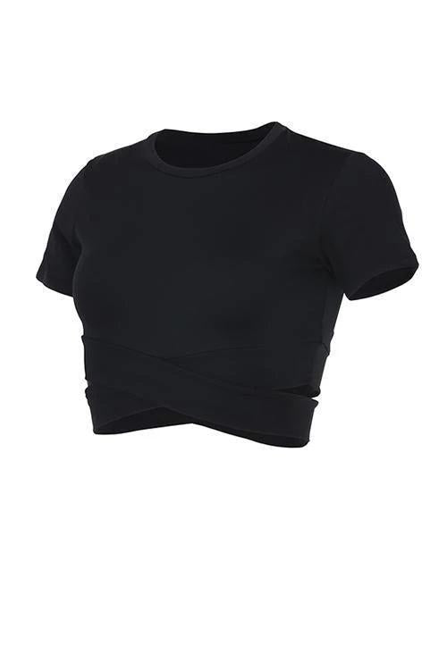 Cross Short Sleeve Crop T Shirt - Fashionpara