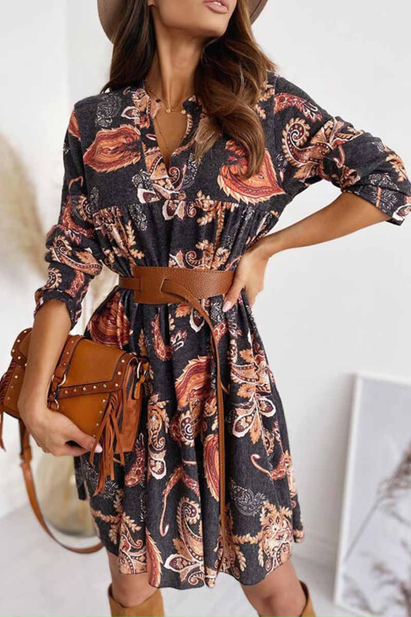 Florcoo Loose Digital Print Half Sleeves Mini Dress - Fashionpara