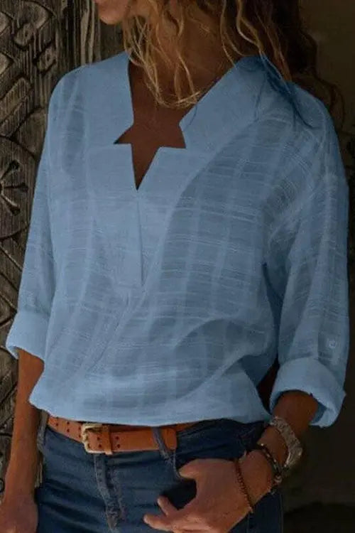 Cut V Neck Blouse - Fashionpara