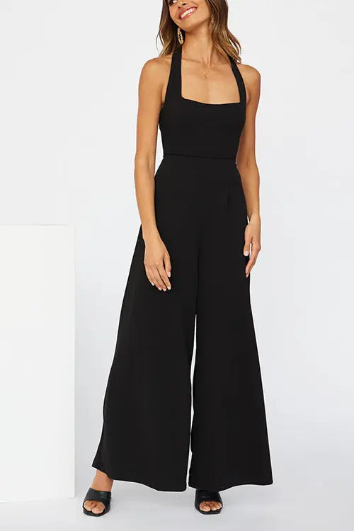 Halter Neck Wide Leg Jumpsuits - Fashionpara