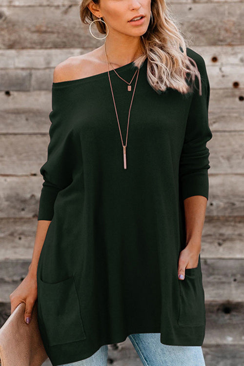 Pockets Long Sleeve Loose T Shirt - Fashionpara