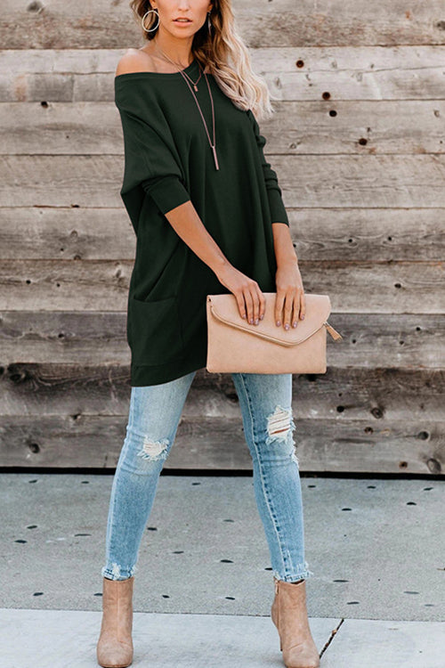 Pockets Long Sleeve Loose T Shirt - Fashionpara