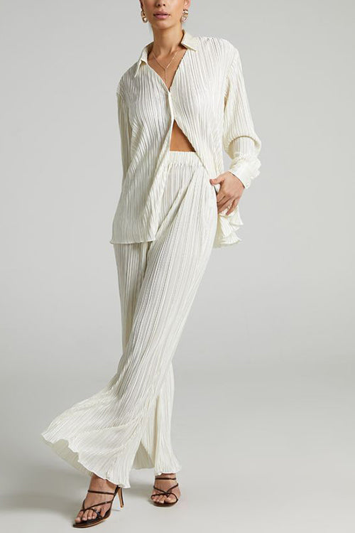 Pleated Oversized Shirt and Trouser Set - Fashionpara